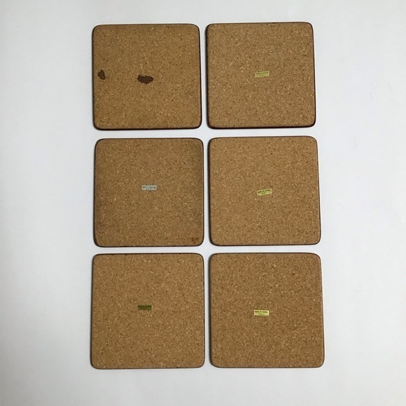 Mary Engelbreit Teapot Coasters Cork Back 4” Square Box SET OF 6 Vintage Cottage - Picture 3 of 16